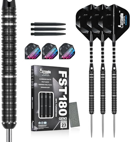 Formula Sports Dartpfeile mit Metallspitze 90% Tungsten Steel-Dartpfeile 3 Stück Profi Steeldarts in 21, 22, 23, 24 Gramm