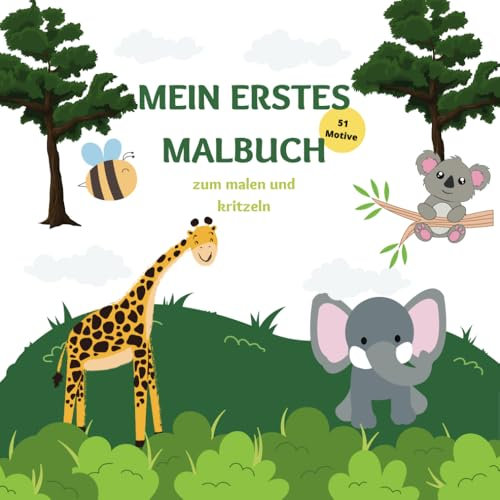 Mein erstes Kritzel- und Malbuch: Tierische Abenteuer für Kinder ab 1 Jahr: Mit verschiedenen Tieren und einfachen Motiven zum Ausmalen und Kritzeln