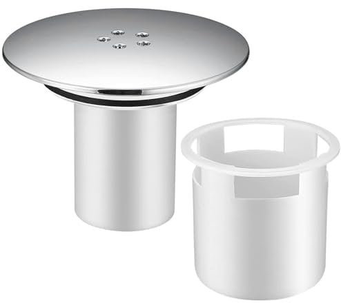 Shower Tray Drain Cover Outlet Replacement, 90mm/115mm Chrome Shower Trap Parts, Removable Shower Waste Trap Top, Fitting Fast Flow Shower Plughole Cover, Keep Shower Clog-Free Cover Cap Plug Hole