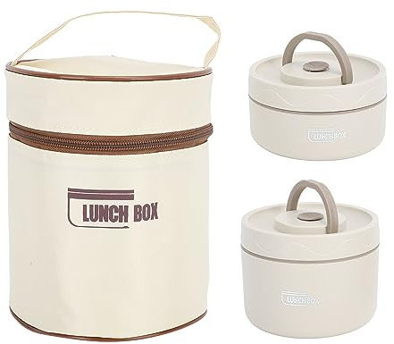 Joyzan Stainless Insulated Food Container, Portable Lunch Containers With Thermal Bag Vacuum Jar Keep Bento Hot Boxes Leak Proof Wide Mouth Design for Cool Warm School Work Adults (2 Box)