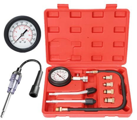 TONZACK Standard-Kompressionstester - Benzin 0-20 bar & 0-300 psi, Auto-Kompressionstester für Motorkompressionstest Messung Auto M10 M12 M14 M18