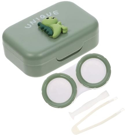 KOMBIUDA 2pcs Green Storage Box for Contact Lenses Portable Lens Case Holder Cartoon Deer Design for Travel Home