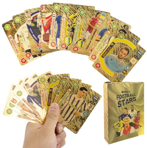 NAVESO Carte da calcio Star, 55 carte da calcio da collezione Champions Premier League 2025, carte da calcio UEFA, stelle del calcio della Coppa del Mondo. Le migliori carte da calcio per tifosi,