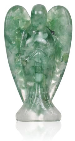 Statua dell'Angelo Custode Naturale da 38 mm - Figura di Angelo in Cristallo, Tasca Custode Reiki, Statuetta di Angelo, Ornamento con Angelo in Cristallo
