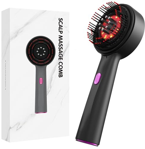Brosse de massage électrique du cuir chevelu avec applicateur d'huile capillaire - Appareil de massage de la tête 2 en 1 pour une relaxation profonde - Massage et soin du cuir chevelu (gris foncé)