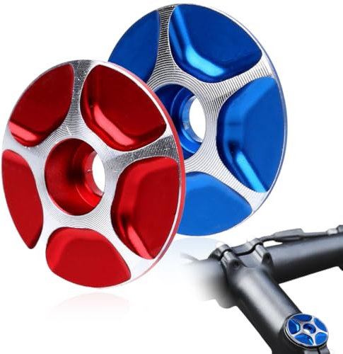 Tappi Manubrio Bici MTB, 2 pezzo, Tappo superiore per cuffie da bicicletta, attacco anteriore a forcella, Serie Sterzo Bicicletta in fibra di Carbonio, Multicolore, 28,6 MM