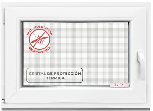 Ventana de sótano de 80 x 40 cm, acristalamiento triple – Ventana de plástico 76 mm perfil – DIN izquierda – 800 x 400 mm – Ideal para ventanas de jardín, ventanas de garaje y sótano con sistema de