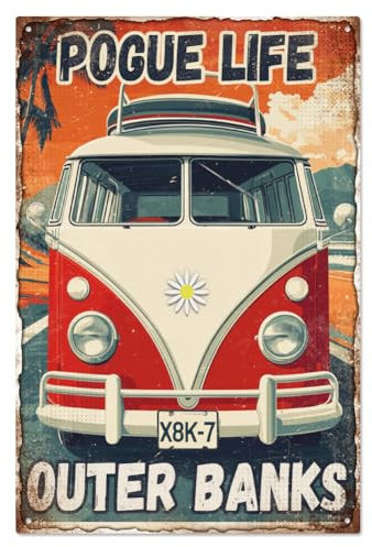 WADORN Outer Banks Pogue Life Blechschild Aus Metall Im Vintage Stil, 20x30cm Große Retro Metallplakate Mit Zitaten Zum Thema 'Leben' Lustiges Wandbild Für Zuhause Garage Männerhöhle Garten Hütte