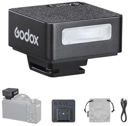 Godox iM20 - Flash per fotocamera, mini flash 440 full-power con 5 livelli di potenza GN10 Hot-Shoe Camera Speedlite, 3s tempo di riciclo per fotocamera Sony (A7R V/A7 III/RX100 VII, ecc.) Nikon/Canon