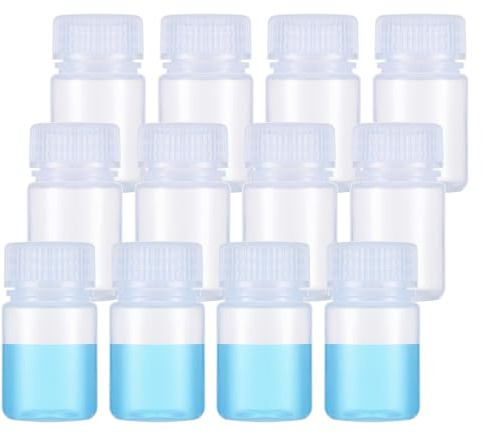 12 Stück Plastikflasche, Kunststoff-Flasche mit breiter Öffnung PP Pröbchen Fläschchen kleine Flaschen zum Befüllen kleine Plastikflaschen für Kosmetik Camping Reisen Shampoo Lotion Saft Milch Wasser