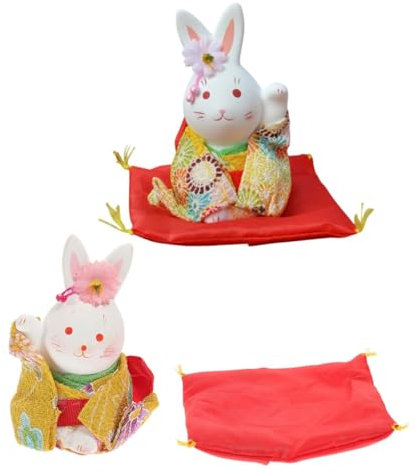 HOLIDYOYO 2stücke Kaninchen Statue Japanischer Stil Hase Dekoration Auto Armaturenbrett Zubehör Kreatives Ornament