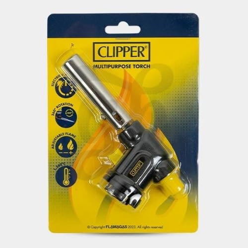 Clipper Tête de fixation pour chalumeau avec flamme réglable et verrouillage de sécurité, compatible avec tous les chalumeaux à souder au butane rechargeables, briquet à flamme réglable pour soudure