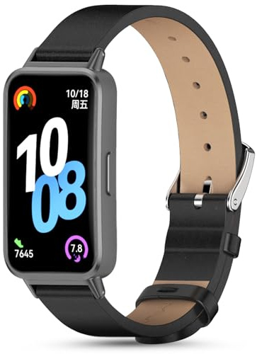 SenMore Leder Armband kompatibel mit Huawei Band 10/Band 9/Band 8, Verstellbarer Ersatzarmbänder für Huawei Band 8/9/10 Smartwatch.(No host)