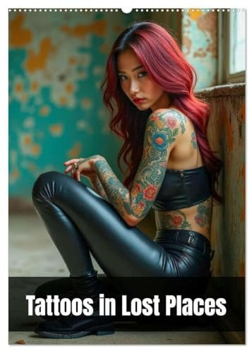 Tattoos in Lost Places (Wandkalender 2026 DIN A2 hoch), CALVENDO Monatskalender: Tätowierte Frauen in vergessenen Welten (CALVENDO Erotik)