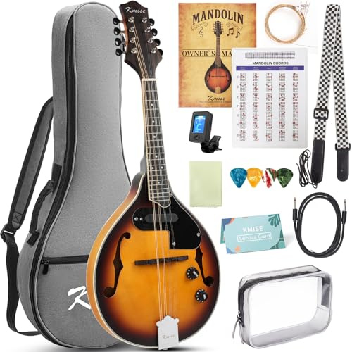 Mandolin Musical Instrument A Style, Acoustic Mandolins Instrument Kit 8 String for Professional Beginners Adults Teens Youth Kids (A String Electric Mandolin, 8 String)