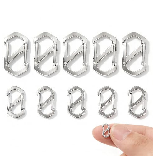 8 Stück Mini Karabiner, S Kettenverschluss mit Doppelter Öffnung, Armband Verschluss Klein, Verschlüsse Kette aus Edelstahl, Schmuck Verschlüsse Karabiner Mini für DIY, 2 Größen 12 mm/16 mm