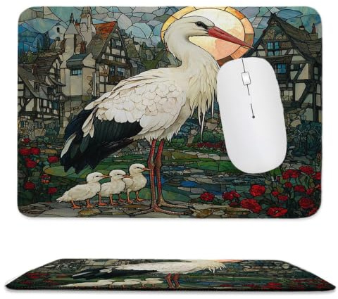 Guuogxan Grue de Verre Tapis de Souris Portable Mini 40 x 30 cm nm-91 | Tapis Portable avec Base en Caoutchouc Antidérapante, Bords Cousus Anti-Effilochure, Surface Micro-Tissée Imperméable