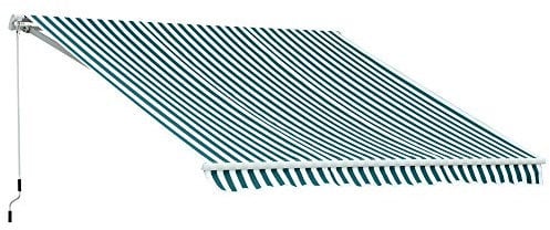 Outsunny Toldo Manual Plegable de Aluminio 295x250cm Toldo Manual Retráctil Ángulo Ajustable con Manivela para Exterior Balcón Jardín Terraza Verde
