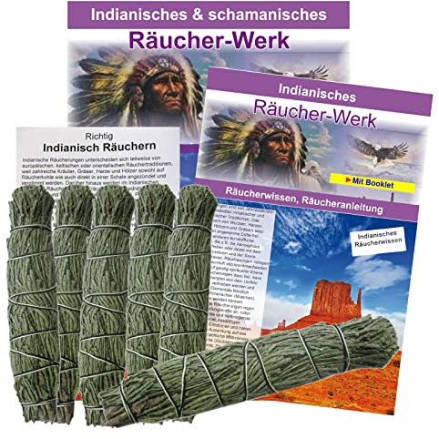 Zeder Zedernspitzen Räucher Sticks 7 teiliges Set. 6 x Smudge Bündel M + 1 x Booklet + Beschreibung. 81247