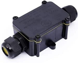 IP68 2/3 Way Waterproof Outdoor 3 Cable PG9 Black Plastic Connector Gland Electrical Junction Box 240v UK Mains, Plastic Easy Insertion and Extraction (2 Way Junction Box)