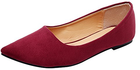 Jamron Donna Punta Ballerine Leggero Piatto Pumps Borgogna SN02722 EU41.5