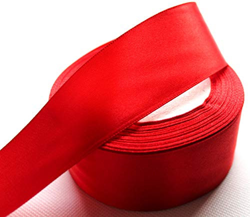 CaPiSo 22m Satinband 40mm Breite Schleifenband Geschenkband Dekoband Weihnachten Hochzeit (Rot, 22m)