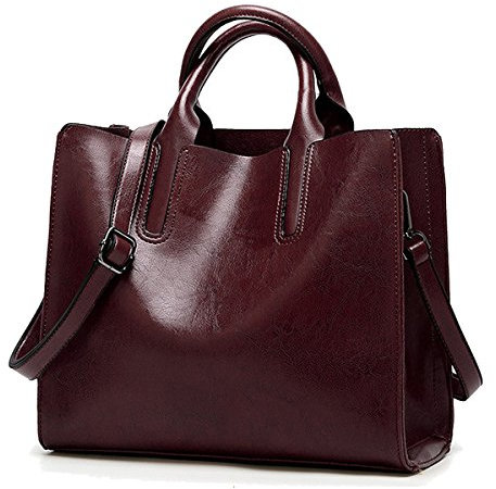 Coolives Damen Shopper Tasche aus PU-Leder mit Schulterriemen Schultertasche Umhängetasche Quadrat Handtasche für Frauen Kaffee braun EINWEG