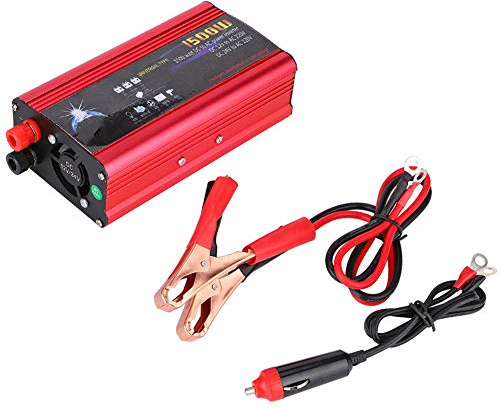 Qiilu Inversor de Corriente 1500W para Coche, Transformador De 12v A 220v Convertidor Onda Pura sinusoidal con Puertos USB De 3,1