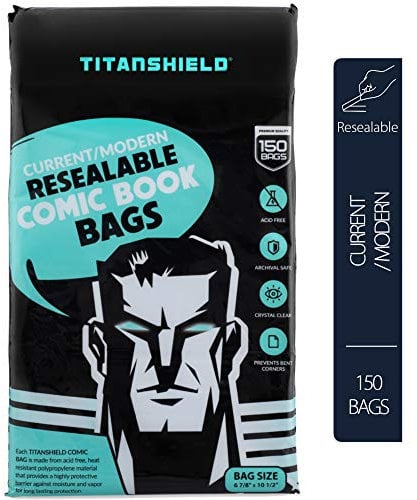 TitanShield Current/Modern Size Resealable Comic Book Bags (150 Count)