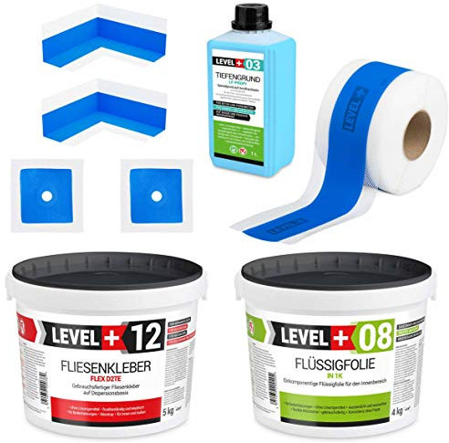 Set di impermeabilizzazione con adesivo per piastrelle in pellicola liquida 4kg Nastro sigillante Doccia Bagno SET500