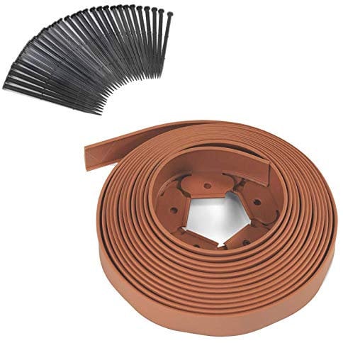 IDMarket - Bordurette de Jardin Flexible 10 M Terracotta Hauteur 5 CM + 30 piquets