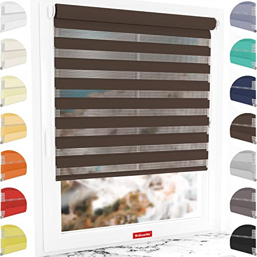 Schuette® Rollo ohne Bohren & mit Bohren 2in1 ● Tag & Nacht Doppelrollo Kollektion: Dark Cocoa (Braun) ● 105 x 150 cm (Breite x Höhe) ● Suprafix Klemmrollo = Klemmfix 2.0 ● 60s Montage mit Video
