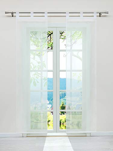 ESLIR Schiebegardinen Voile Flächenvorhänge Set 2er Gardinen mit Schlaufen Schiebevorhang Transparent Vorhang Uni Beige BxH 57x175cm 2 Stück