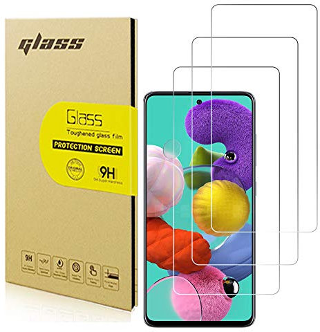 ZDYS Lot de 3 films de protection d'écran en verre trempé pour Samsung Galaxy A51 A515 A515F A515F/DS A515FD
