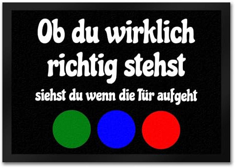 speecheese Fussmatte Ob du wirklich richtig stehst mit lustigem Spruch schwarz rutschfeste Türmatte witzig Schuhabstreifer die perfekte Geschenkidee Spruch-Geschenke Fernsehen Nostalgie