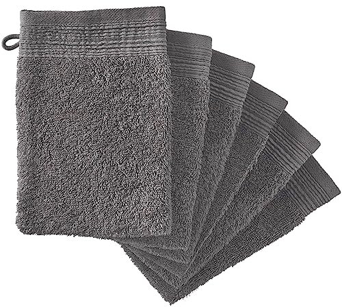 12 x Premium Quality 100% Cotton Wash Mitts Absorbent Flannel Face Mitt Body Scrub, Anthracite Grey
