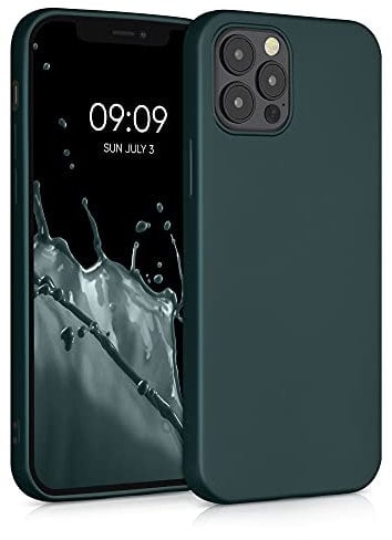 kwmobile Case Compatible with Apple iPhone 12 / iPhone 12 Pro Case - Soft Slim Metallic TPU Silicone Cover - Metallic Teal