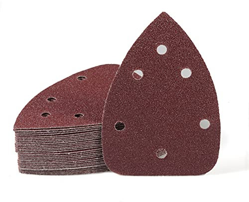 SPEEDWOX Lot de 30 feuilles de papier de verre pour ponceuse à 6 trous, grain 60, crochet et boucle pour le travail du bois, le meulage, le polissage