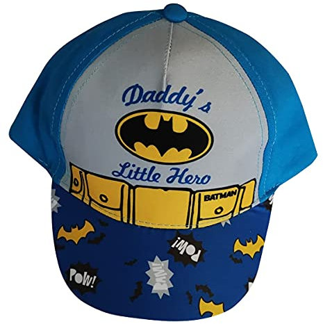 DC Comics Batman Kappe, Basecap, Mütze Cappy Daddy's Little Hero für Kinder, Jungen und Mädchen, 100% Baumwolle (Blau, 50)