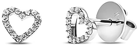 EDELIND Diamant Ohrringe Damen Ohrstecker Gold mit 32 Diamanten 0.09 Ct Ohrstecker Herz Diamant Ohrringe Weißgold 585/14K 5.5mm Echtgold Goldschmuck Schmuck Geschenk Box