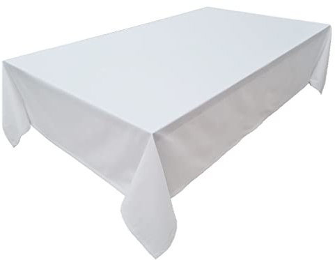 Hochwertige Tischdecke Tischwäsche aus 100% Baumwolle Kollektion Konzept, Farbe & Größe wählbar (Tischdecke - Oval 150x260cm, Weiß)