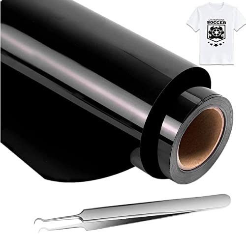 NCRGB Vinilo Textil Termoadhesivo Vinilo Negro 30.5×305cm(Añadir Herramienta) Papel Transfer para Camisetas,Plotter de Corte,Vinilo Termoadhesivo Textil Fácil de cortar y Transferir