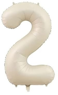 Zahlen Luftballon Karamell Beige, 100cm Groß Creme Weiß Folienballon Zahl, 40 Zoll Zahlenballon Helium Ballon, Luftballon 0-9. für Jahre Mädchen Babyparty Geburtstagsdeko Jubiläum (Beige,2)