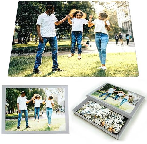 Personalised Jigsaw Puzzle. Any Photo Picture. Custom Image. Gift Box. 80, 120, 300 piece (Grey Premium Gift Box, A5 Landscape (80 pieces))
