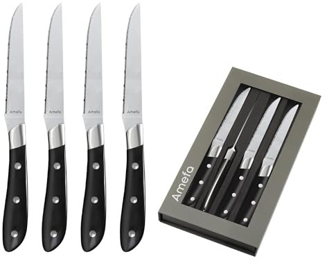 Amefa Achille Noir – Set mit 4 Steakmessern