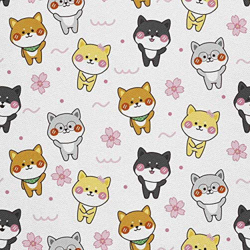 HEKO PANELS Stoff Oxford Wasserdichte Meterware Canvas-Stoff Polyester Stoff Zum Nähen Nähstoffe Dekostoffe Wasserabweisend Blickdicht Shiba Inu 5 Meter 155 x 500 cm