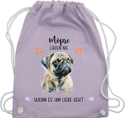Turnbeutel Rucksack - Hunde - Mops - Geschenk Hundebesitzern - Unisize - Pastell Lila - personalisierte geschenke hundebesitzer hund motiv tasche taschen hundemotiv hunden personalisierter