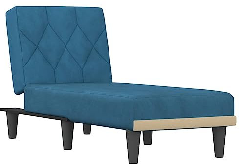 vidaXL Chaiselongue, Sofa in 3 Positionen zum Sitzen Entspannen Schlafen Verstellbar, Couch in Eleganter Optik, Liege Schlafsofa Loungesofa Liegesofa, Blau Samt