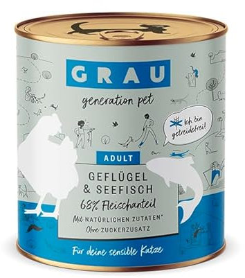 Grau – das Original – Nassfutter für Katzen - Geflügel & Seefisch, 1er Pack (1 x 800 g)
