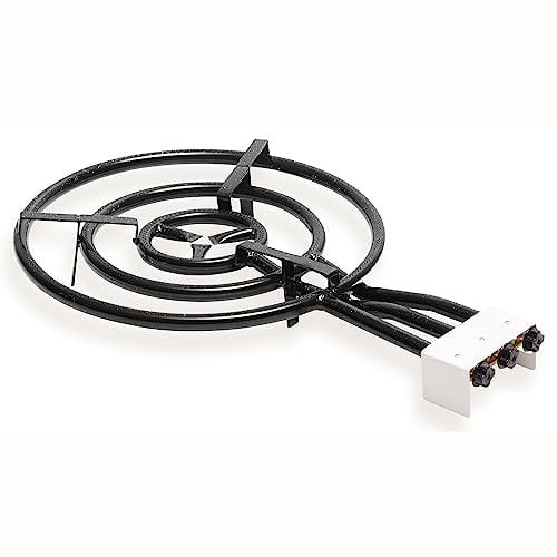 briebe Paellero de Gas 3 Aros 60-40-20 cm, Quemador Triple, Rosco para Paellas, Plancha, Apto Sartén o Paellera 30 a 90 cm Diámetro, Regulador de Llama Tres Fuegos